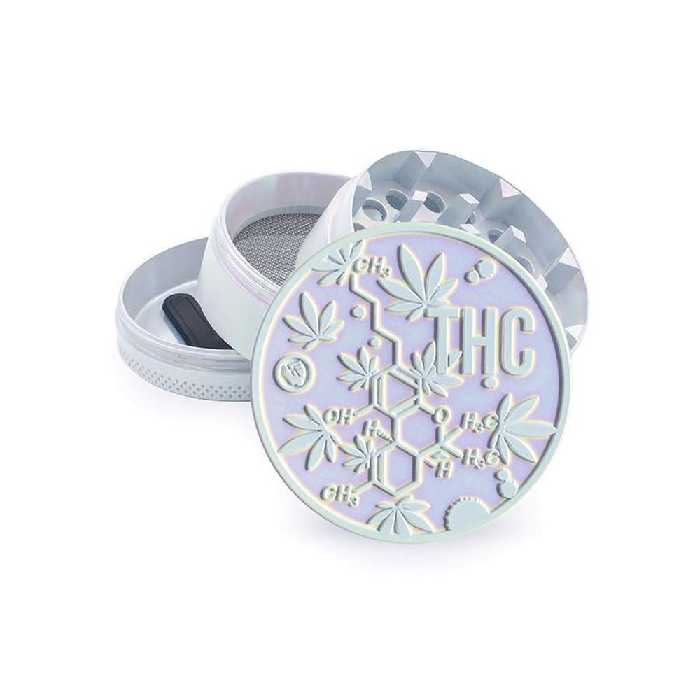 FIRE - FLOW™ Grinder – Icy Pearl THC Molecule (50mm) - 7SMART