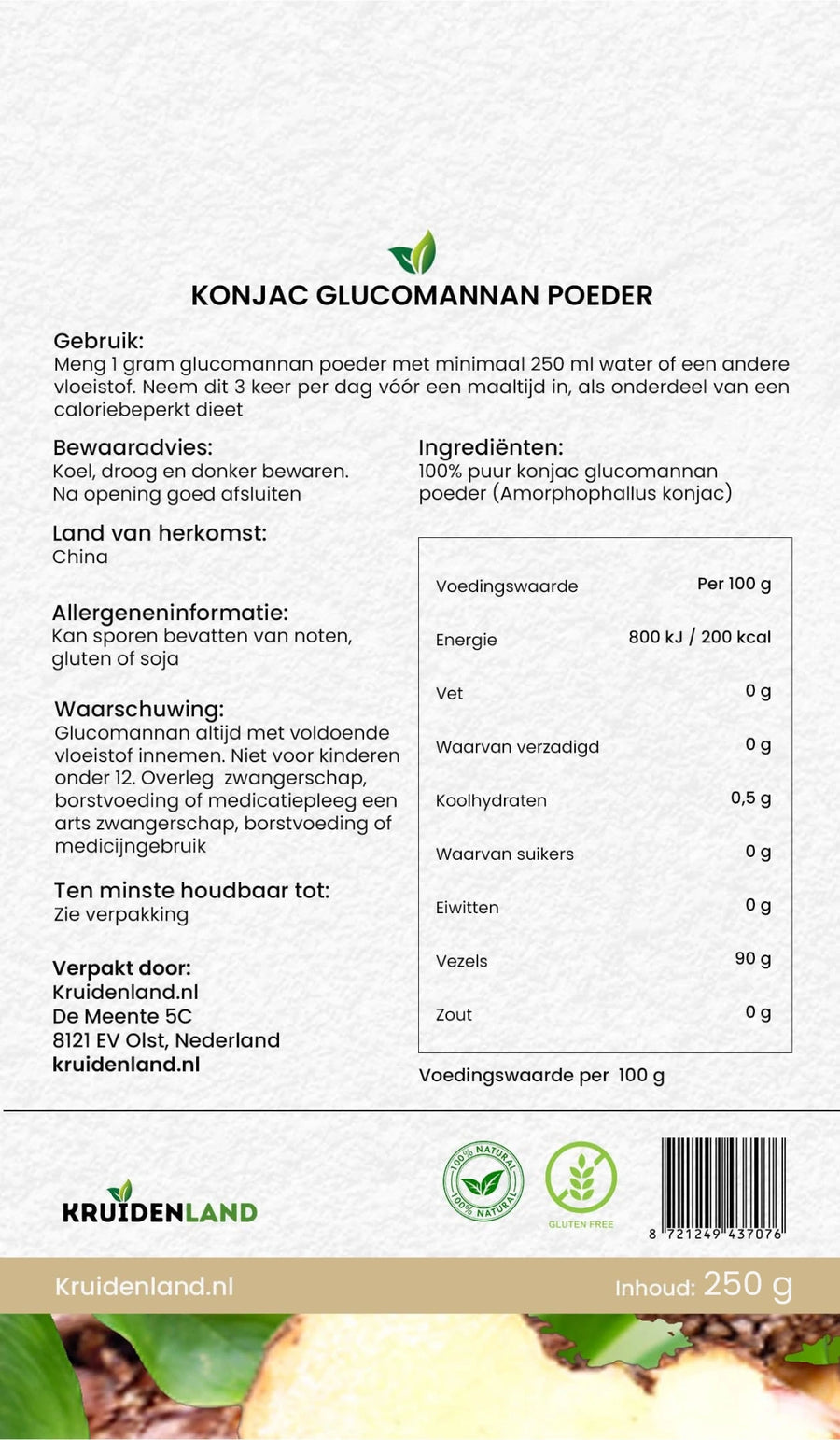 Konjac Glucomannan Poeder 250 gram - 7SMART